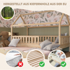 Crazy Pine 'Crazy Blanco' Hausbett mit Rausfallschutz, Skandinavisches Design, Naturholz, Natur, 100x200 cm, mit Ausziehbett Bild 4