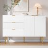 Sideboard 120x38x80,5 cm - Elegantes Design mit Wellenmuster & Goldakzenten Bild 5