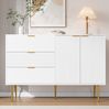 Sideboard 120x38x80,5 cm - Elegantes Design mit Wellenmuster & Goldakzenten Bild 5