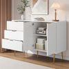 Sideboard 120x38x80,5 cm - Elegantes Design mit Wellenmuster & Goldakzenten Bild 2