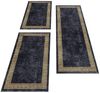 Teppium Teppich Mäander-Design, Rechteckig, Höhe: 6 mm, Schlafzimmer Teppich Bettumrandung Läufer Set 3 teilig Schwarz-3 Bild 2