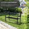 BBG Gartenbank Gartenbank 3-Sitzer Metallbank aus Stahl & Gusseisen, Schwarz (127 x 60 x 89 cm, wetterfeste Parkbank, Sitzbank für Garten, Terrasse), Balkon, Outdoor Stahlbank mit Armlehnen Bild 3