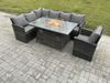 Fimous Outdoor Gartenmöbel-Set Hoher Rücken Ecksofa Gas Feuertisch Sets mit Sesseln 7 Sitzer Dunkelgrau gemischt Bild 2