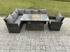 Fimous Outdoor Gartenmöbel-Set Hoher Rücken Ecksofa Gas Feuertisch Sets mit Sesseln 7 Sitzer Dunkelgrau gemischt Bild 1
