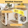Merax Ausziehbarer Bartisch mit Stauraum(135-205×39×100cm) , Moderner Beweglicher Bar Table, Teleskopischer Bartisch mit LED, Stehtisch Bistrotisch, Weiß Bild 5