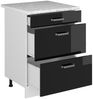 Küchenunterschrank R-Line Schwarz Hochglanz 60 cm mit Schubladen, AP Marmor Vicco Bild 4