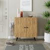 Roomart Mehrzweckschrank mit Türen & Regalböden – Aufbewahrungs- & Schuhschrank aus Eiche für Flur, Wohnzimmer & Schlafzimmer – 125 × 90 × 35 cm • Eiche Bild 3