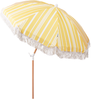 Beliani 'MONDELLO' Sonnenschirm mit Volant und Schutzhülle, ohne Fuß, Buchenholz / Polyester gelb, Ø 150 x H 210 cm Bild 5