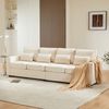 Merax Modernes 4-Sitzer-Sofa aus Leinenstoff, Viersitzer-Sofa mit Armlehnentaschen und 4 Kissen, Sofa im einfachen Stil, geeignet für Wohnzimmer, Wohnung, Büro, Beige Bild 3
