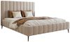 Goldstoff Polsterbett Luxuriöses Bett "MAGNUS" mit hohem Kopfteil und praktischem Stauraum (120–200x200 cm, Kopfteilhöhe: 90/110 cm, Seitenhöhe: 25/40 cm), Luxuriöses Schlafzimmerbett mit hohem Kopfteil und Stauraumfach Bild 2