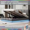 Polsterbett 180x200 cm mit LED Beleuchtung & Hydraulisch anhebbarer Bettstauraum ,Bettkasten & Lattenrost Bezug aus Kunstleder Doppelbett Erwachsenen Jugendbett Hellgrau Bild 2