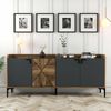 Dmora Kommode Also, Wohnzimmerbuffet, Wohnzimmer-Sideboard, Moderne Küchen-Speisekammer, 180x35h78 cm, Walnuss und Anthrazit Bild 4
