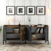 Dmora Kommode Also, Wohnzimmerbuffet, Wohnzimmer-Sideboard, Moderne Küchen-Speisekammer, 180x35h78 cm, Walnuss und Anthrazit Bild 5