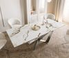Esstisch Edge 180-220x100 Keramik Calacatta Luxe Weiß-Gold-Grau Spider Flachstahl Edelstahl ausziehbar Bild 5