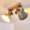 hofstein Deckenleuchte »Cotes« Deckenlampe aus Metall/Holz in Grau/Weiß/Braun, 2-flammig, ohne Leuchtmittel, mit verstellbaren Strahlern, 2xE27, Spot im Retro/Vintage Design Bild 3