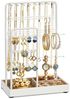 SONGMICS Schmuckständer, Schmuckhalter, Metallrahmen, Schmucktablett Samt, Schmuckaufbewahrung für Halsketten Armbänder Ohrringe Ohrstecker Ringe, Geschenkidee, Weihnachten, weiß JJSDE021W01V1 Bild 5