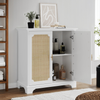 Sideboard mit Rattan-Dekortüren & verstellbarem Einlegeboden, 80x38x86 cm, Weiß Bild 5