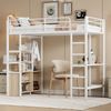 Hochbett 90×200 cm mit Rausfallschutz, Schreibtisch, USB und Steckdose, Weiß, ohne Matratze Bild 4