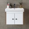 Roomart ADA Badmöbel Set– 2-teiliges Badezimmermöbel Set- Waschbecken mit Unterschrank - H 42 x B 35 x T 60 cm • Weiß-Eiche Bild 2