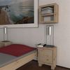 Nachttisch Nachtkommode Nachtkästchen ohne Rückwand ohne Zwischenboden mit Füße mit Türe Zirbe Bild 2