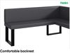 MEBLINI Eckbank für Esszimmer mit ausziehbarem Tisch - Küchenbank - Essecke - Sitzecke Küche - ERIC - U-Beine 128x168x87cm Rechts - Grau Kunstleder/M Weiß Hochgl. Bild 5