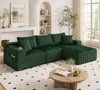 Multifunktions-Schlafsofa m. Stauraum+Ausziehbett, L-Form,Smaragd Bild 2