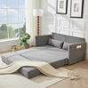Klappsofa-Bett 165 x 92 x 82 cm in Grau – 2-Sitzer aus Cordstoff mit Lendenkissen und Magazintaschen Bild 3