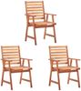 vidaXL Garten-Essstühle 3 Stk. mit Kissen Massivholz Akazie 3064351 Bild 2