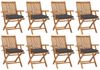vidaXL Klappbare Gartenstühle mit Kissen 8 Stk. Massivholz Teak 3072792 Bild 1