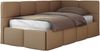 Jugendbett 90x200 ARVO Polsterbett mit Bettkasten, Stauraum & Gasdruckfeder, Modernes Design mit Kopfteil - Braun Kunstleder - Rechts Seite Bild 5
