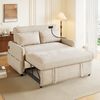Sofa Ausziehbar – Sitzfläche 129x76 cm / Liege 129x163x81 cm, Chenille, verstellbare Rückenlehne, USB, Beige Bild 2