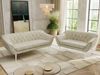 Skandinavisches Sofa Set PIRS 3-2, Komplettset, Wellenfederung, weiße Füße, Sitzgruppe, Polstermöbel Set - Beige Velvet Bild 3
