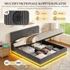 Polsterbett Cord mit LED & USB-Anschluss, 141x207x102-112 cm, Dunkelgrau, ohne Matratze Bild 4
