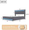 Furnishings Home Polsterbett LED Doppelbett Stauraumbett mit Kopfteil und 4 Schubladen (Leinenmaterial Polsterbett mit RGB Beleuchtung), mit Lattenrost und Ladefunktion, mit Komforthöhe, Leises Design Bett Bild 3