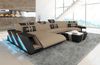 Stoff Wohnlandschaft Apollonia C-Form - Mikrofaserstoff - Cappuccino-Schwarz - Links Bild 2