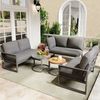 Celya Gartenlounge-Set Gartenmöbel Set mit Esstisch, für Balkon Garten Terrasse, (verstellbare Beine, Möbelset für 6-7 Personen), Ecksofa mit verzinktem Eisengestell Bild 5