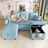 Merax Ecksofa U-förmiges Schlafsofa mit Staufunktion, Tagesbett Sofa Wohnzimmersofa aus Chenille-Bezug 1 Teile, 3-Sitzer-Ecksofa mit 2 Schubladen & 2 Hocker mit Stauraum, Polstersofa Bild 2