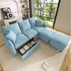 Merax Ecksofa U-förmiges Schlafsofa mit Staufunktion, Tagesbett Sofa Wohnzimmersofa aus Chenille-Bezug 1 Teile, 3-Sitzer-Ecksofa mit 2 Schubladen & 2 Hocker mit Stauraum, Polstersofa Bild 4