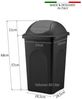 BigDean Mülleimer 60 L XL schwarz Rot Schwingdeckel Müllsammler Abfalleimer Mülltonne Bild 4