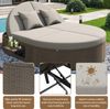 Merax Gartenliege, Doppelliege, Outdoor Rattan, mit Klappregal, einstellbarer Rückenlehne, grau Bild 5
