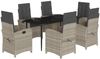 vidaXL 7-tlg. Garten-Essgruppe mit Kissen Hellgrau Poly Rattan 3212416 Bild 2