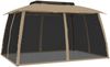 vidaXL Pavillon mit Doppeldach & Netzwänden Taupe 3,93x2,93 m Stahl 368453 Bild 2
