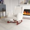 PXloue Schaukelstuhl Stillsessel Relaxsessel Loungesessel, mit Holzsockel Fußstütze Verdicken,Teddysamt,67 x 64 x 99 cm Bild 5
