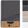 Hausfelder Spannbettlaken Boxspring Bettlaken 90/100x200 cm, bis 40cm Matratzenhöhe,Schwarz, Jersey-Baumwolle, Gummizug: rundum, (1 Stück), verschiedene Farben und Größen Bild 4