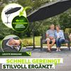 tillvex® Gartenbank Wetterfest 2-3 Sitzer mit Abdeckung & Kissen | Parkbank in Holzoptik bis 300kg belastbar UV-beständig | Sitzbank Garten Terrasse Balkon mit waschbarem Bezug Bild 5