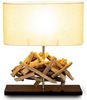 Levandeo® Nachttischlampe, Tischlampe Höhe 42cm Treibholz Tischleuchte Holz Lampe Teakholz Deko Bild 5