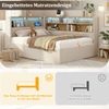 Merax Einzelbett 90x200 cm Polsterbett, Daybett mit hydraulischem Stauraum, Tagesbett, Schlafsofa mit LED, USB & Rückenlehne, Samt, beige Bild 5