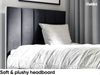 MEBLINI Kinderbett mit Bettkasten MAYA 1 80x200 Links – H3/Schwarz Samt Gepolstert Einzelbett mit Matratze - Polsterbett mit Stauraum - Bett mit Kopfteil – Stauraumbett Bild 3