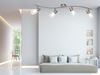 LED Deckenstrahler 4-flammig dimmbar, Silber mit Dekorglas, Breite 79cm Bild 4