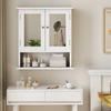 Badezimmerschrank 54,6 x 19,8 x 60 cm mit Spiegel – Wandschrank aus MDF und Glas in Weiß Bild 3